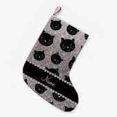 Petite Chaussette De Noël Nom personnalisé parties scintillant argent noir v (Devant (Accrochage))
