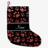 Petite Chaussette De Noël Nom personnalisé pattes de chat en parties scintil (Devant)
