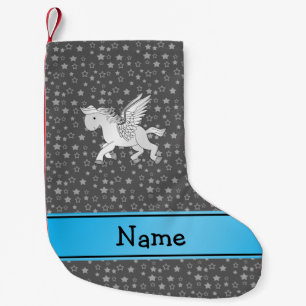 Petite Chaussette De Noël Nom personnalisé pegasus étoiles grises