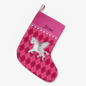 Petite Chaussette De Noël Nom personnalisé pegasus Jacquard rose (Devant (Accrochage))