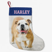 Petite Chaussette De Noël Nom personnalisé Photo Retro Typographie Marine Ro (Devant)