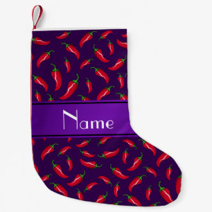 Petite Chaussette De Noël Nom personnalisé piments rouge violet