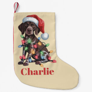 Petite Chaussette De Noël Nom personnalisé Pointer allemand à poil court Noë