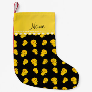 Petite Chaussette De Noël Nom personnalisé poussins jaunes noirs