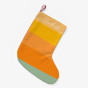 Petite Chaussette De Noël Nom personnalisé Rétro Chaud Jaune Vert Coucher de