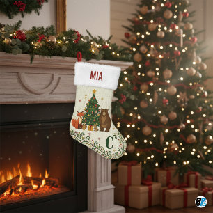 Petite Chaussette De Noël Nom personnalisé Sapin Moderne Nordique