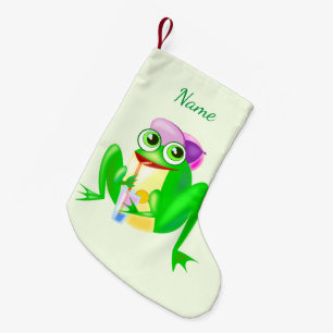 Petite Chaussette De Noël Nom personnalisé Stocking de Noël avec Happy Frog