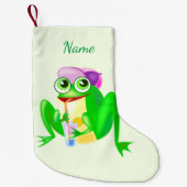 Petite Chaussette De Noël Nom personnalisé Stocking de Noël avec Happy Frog (Devant)