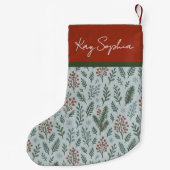 Petite Chaussette De Noël Nom Personnalisé Sur Le Motif Botanique Holly Berr (Dos)