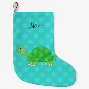 Petite Chaussette De Noël Nom personnalisé tortue turquoise flocons de neige