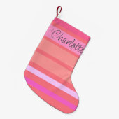 Petite Chaussette De Noël Nom | Tailles roses chaudes personnalisées double (Devant (Accrochage))