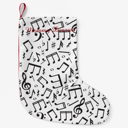 Petite Chaussette De Noël Notes de danse dans noir et le blanc (Devant)