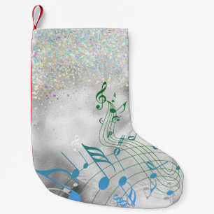 Petite Chaussette De Noël Notes de musique avec Faux Sparkle
