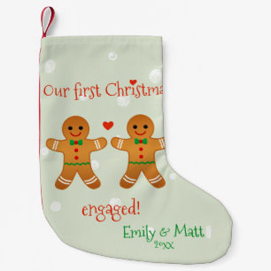 Petite Chaussette De Noël Notre premier Noël Engagé - Cute Gingerbread Homme