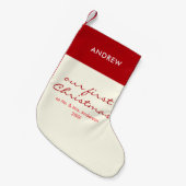 Petite Chaussette De Noël Notre premier Noël Newlyweds Custom Name Script (Devant (Accrochage))