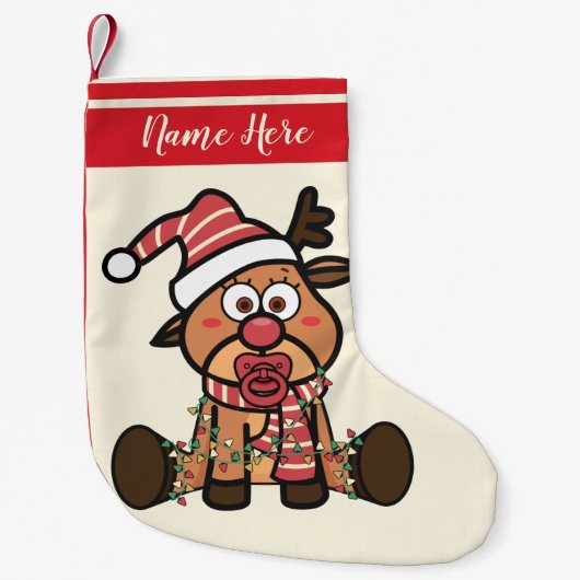 Petite Chaussette De Noël Nouvel An Bébé Reindeer (Devant)