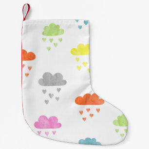 Petite Chaussette De Noël Nuages de rêve : pluie cardiaque aquarelle