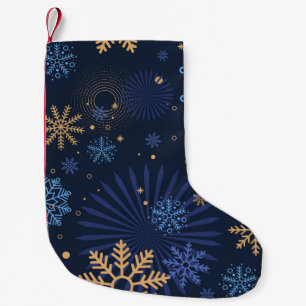 Petite Chaussette De Noël Nuit d'hiver : Blue Snowflake Motif.