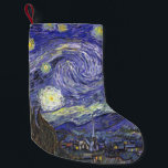 Petite Chaussette De Noël Nuit étoilée par Vincent van Gogh<br><div class="desc">Starry Night by Vincent van Gogh est un post impressionnisme d'art vintage paysage de paysages avec vue sur Saint Rémy, France depuis l'asile de van Gogh. Le ciel nocturne tourbillonne de nuages avec une lune brillante et des étoiles brillantes au-dessus du village pittoresque. Starry Night est probablement le tableau le...</div>