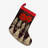 Petite Chaussette De Noël Nutcracker Golden Christmas Trees Poinsettia (Devant (Accrochage))