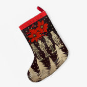 Petite Chaussette De Noël Nutcracker Golden Christmas Trees Poinsettia (Dos (Accrochage))