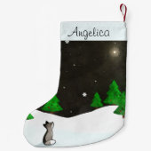 Petite Chaussette De Noël Observation des étoiles de loup sur l'aquarelle de (Dos)
