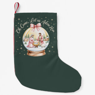 Petite Chaussette De Noël Oh venez adorons-Le Jésus Xmas Rose Coquette