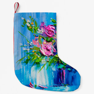 Petite Chaussette De Noël Oil painting a bouquet of roses. Impressionist sty
