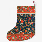 Petite Chaussette De Noël Oiseau et fleurs Perse Motif bleu rouge (Dos)