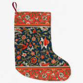 Petite Chaussette De Noël Oiseau et fleurs Perse Motif bleu rouge (Devant)