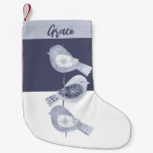 Petite Chaussette De Noël Oiseaux bleus nordiques de Noël (Devant)