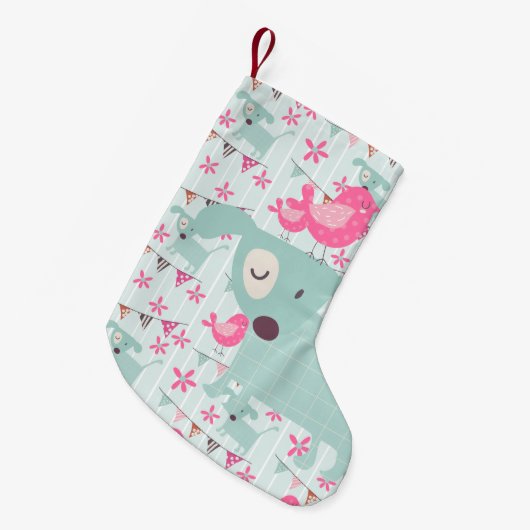 Petite Chaussette De Noël Oiseaux, Chiens, Bannières, Fleurs (Devant (Accrochage))