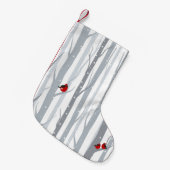 Petite Chaussette De Noël Oiseaux d'hiver : Arbres gris, Oiseaux rouges (Devant (Accrochage))