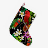 Petite Chaussette De Noël Oiseaux exotiques Belles Fleurs Motif (Devant (Accrochage))