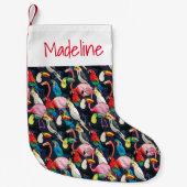 Petite Chaussette De Noël Oiseaux exotiques| Monogramme (Devant)