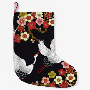 Petite Chaussette De Noël Oiseaux volants : Heron de grue japonais.