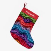 Petite Chaussette De Noël Old-Fashioned Knit Yarn Pattern Christmas (Devant (Accrochage))