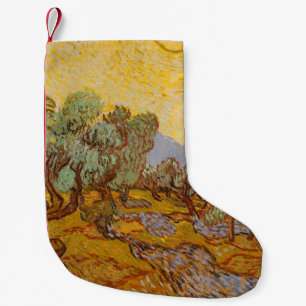 Petite Chaussette De Noël Oliviers de Van Gogh Soleil Jaune Ciel