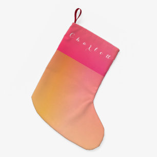 Petite Chaussette De Noël Ombre rose chaud orange personnalisé