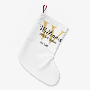 Petite Chaussette De Noël Or personnalisé Monogramme Nouvellement Mariés Or
