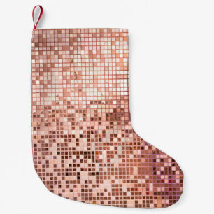 Petite Chaussette De Noël or rose : carreaux de mosaïque carré.