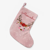 Petite Chaussette De Noël Or rose - Vierge rose de Noël Reindeer Monogram (Devant (Accrochage))