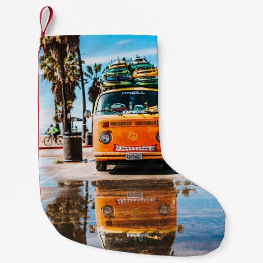 Petite Chaussette De Noël Orange van avec surf sur le dessus (Devant)