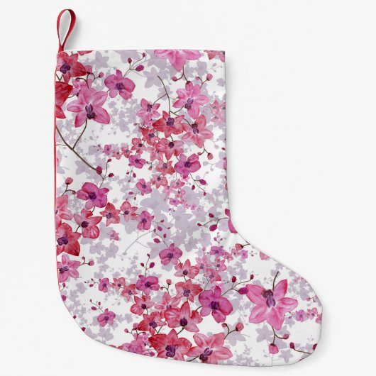Petite Chaussette De Noël Orchidée : beauté rouge singulière. (Devant)