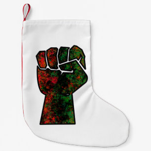 Petite Chaussette De Noël orgueil noir poing vert rouge pan drapeau africain