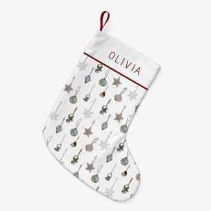 Petite Chaussette De Noël Ornements de Noël rustiques Nom personnalisé