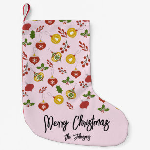 Petite Chaussette De Noël Ornements de Noël Verdure festive rose