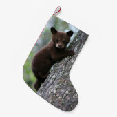 Petite Chaussette De Noël Ours CUB grimpant à un arbre (Devant (Accrochage))