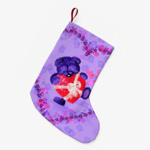 Petite Chaussette De Noël Ours de bébé avec le coeur Cadeau de Noël Stocker