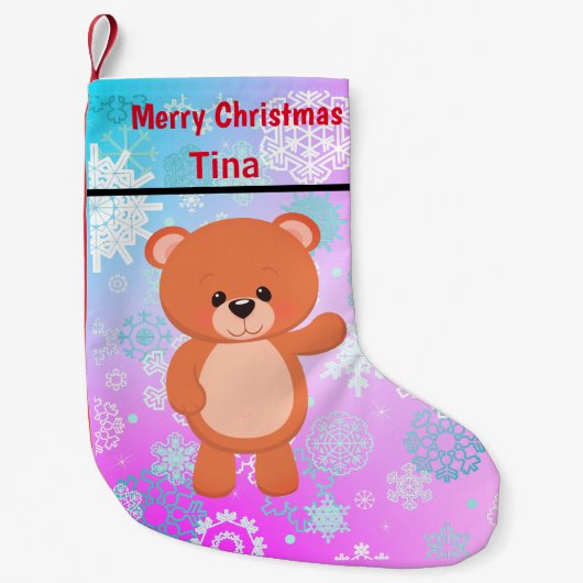 Petite Chaussette De Noël Ours en peluche (Devant)